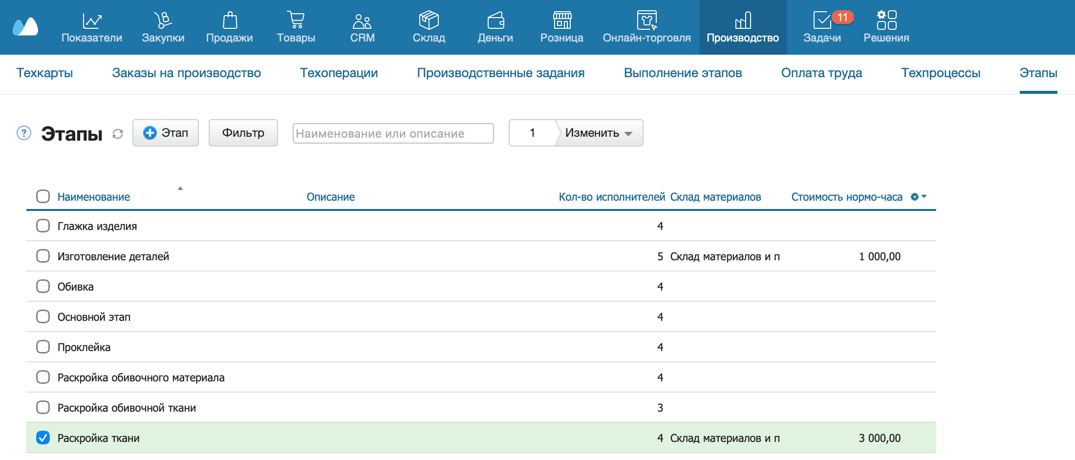 Этап производства
