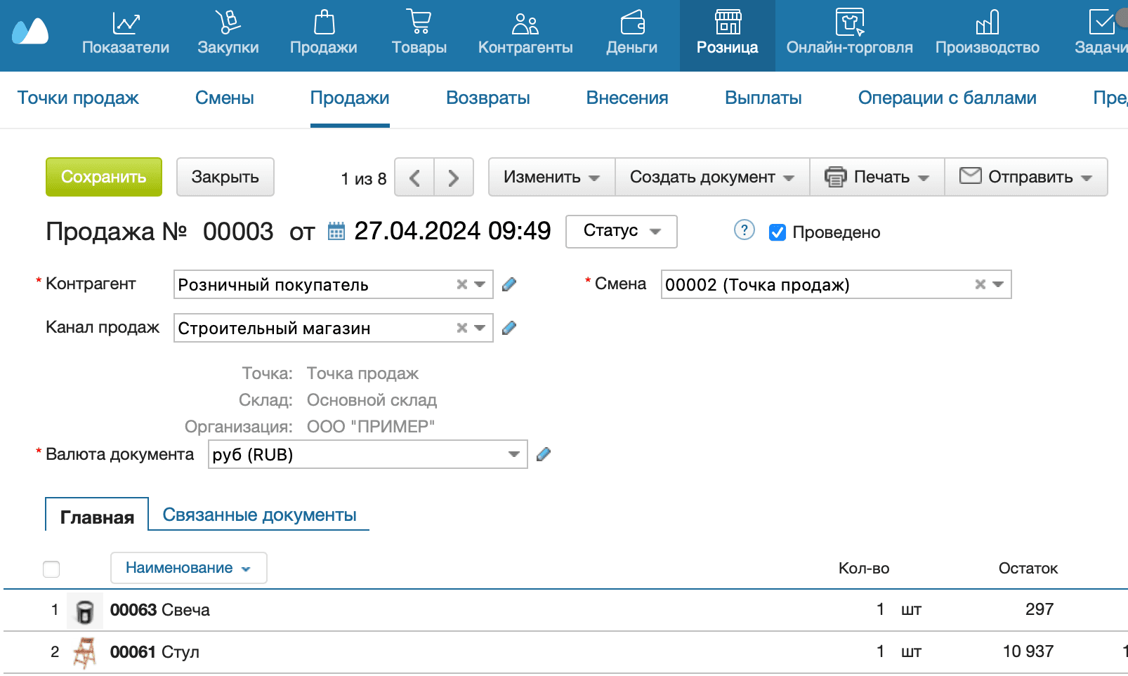 Розница продажи