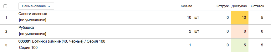 Цвета в позициях